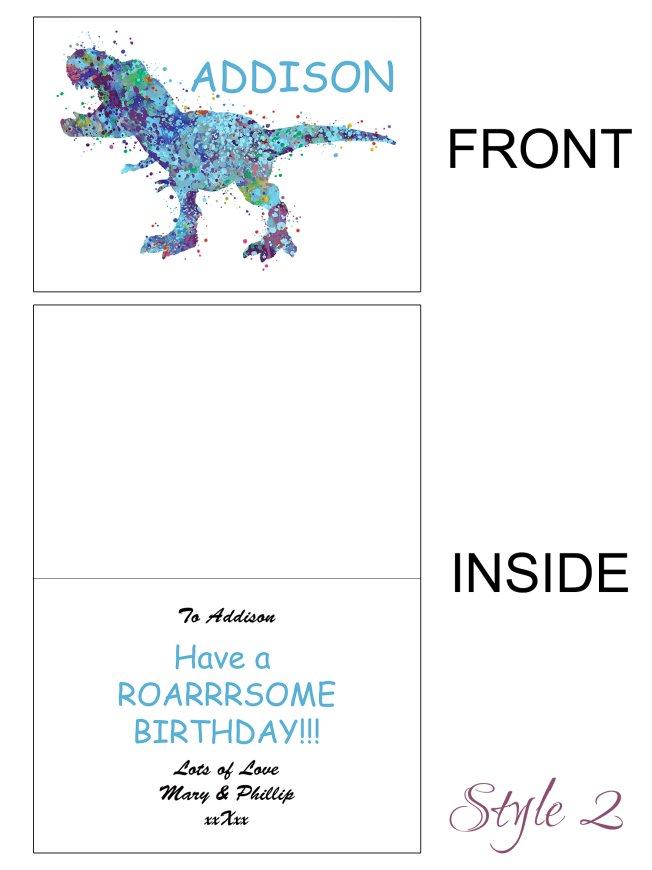 Multicolour T-Rex Birthday Card - Click Image to Close