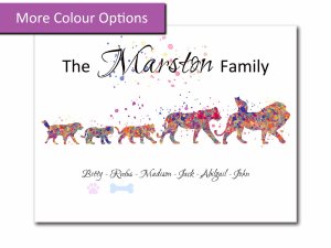 Multicolour Lion Pride Family Personalised Print