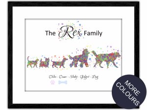 Multicolour Dog Family Personalised Print