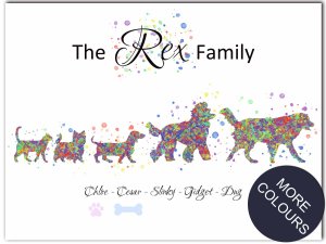 Multicolour Dog Family Personalised Print